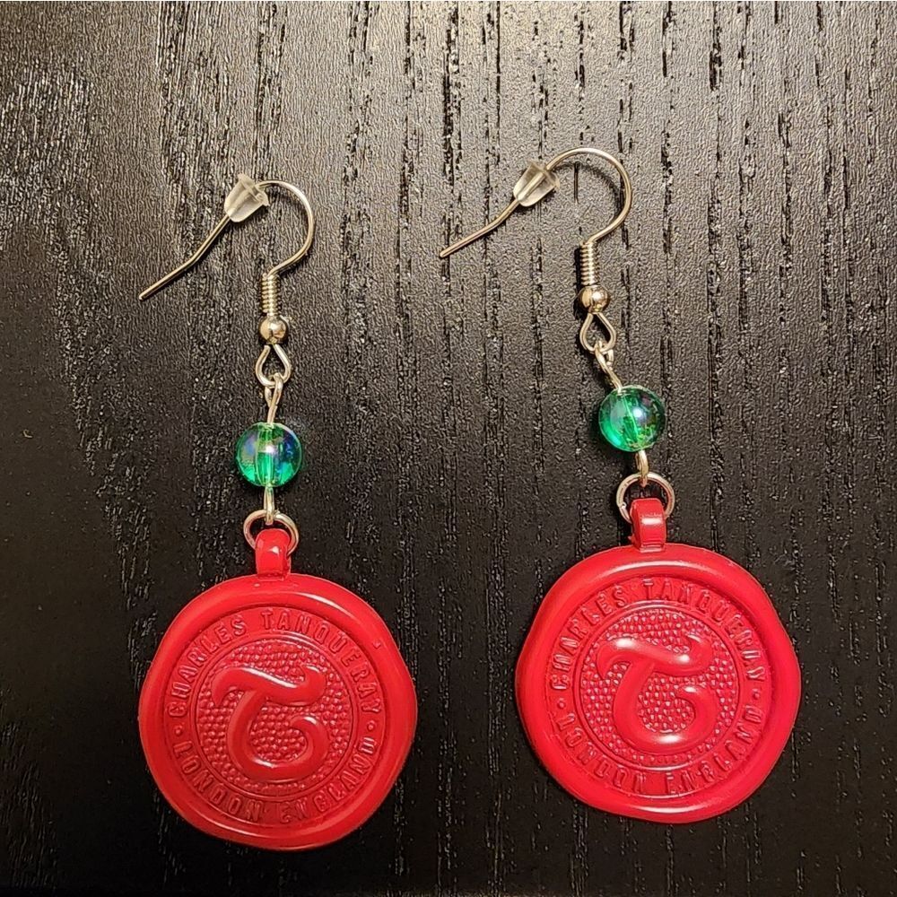 Green and Red Hanging Earrings